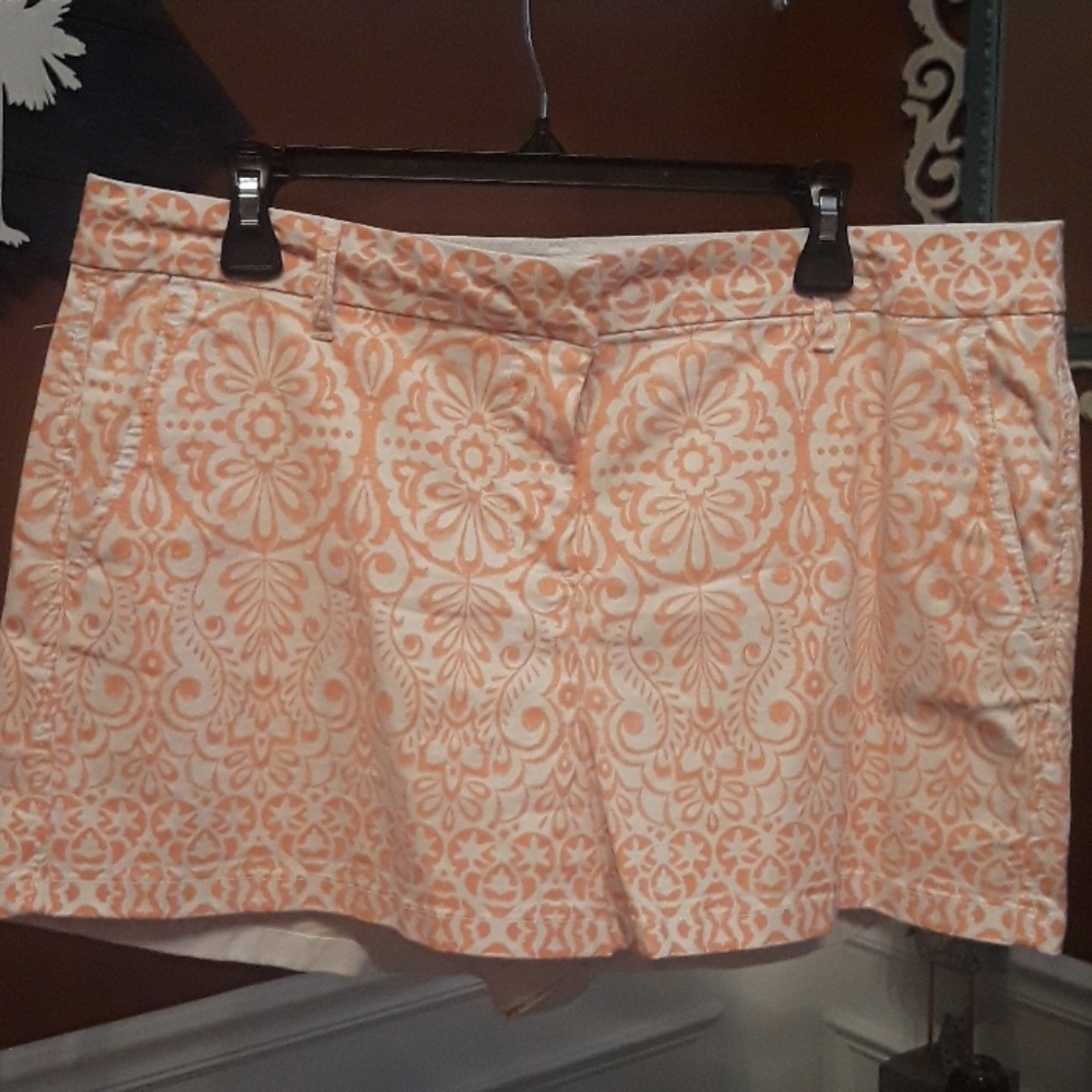 Elle Coral and White Print Shorts